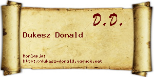 Dukesz Donald névjegykártya